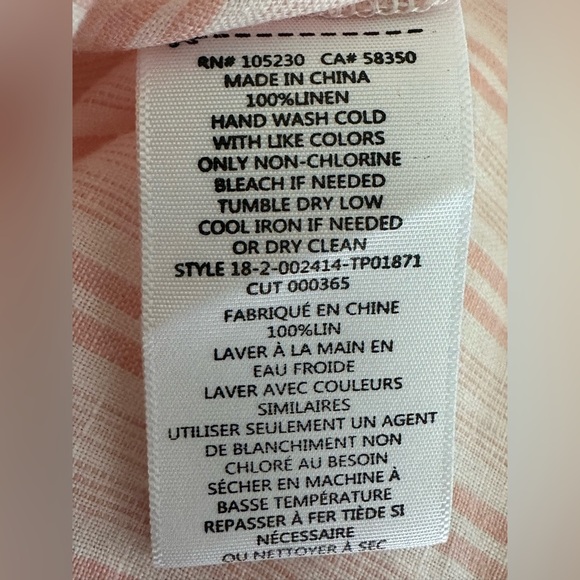 Joie Bekette Top in Blush Sand Striped Linen Blend Blouse (973) - Picture 12 of 13
